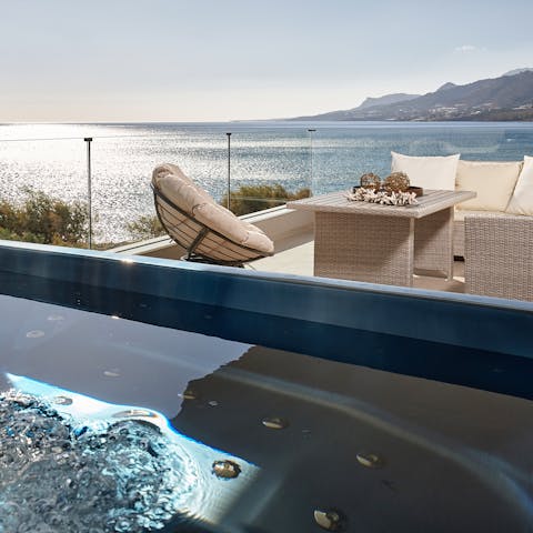 Get bubbly in the private hot tub on the terrace