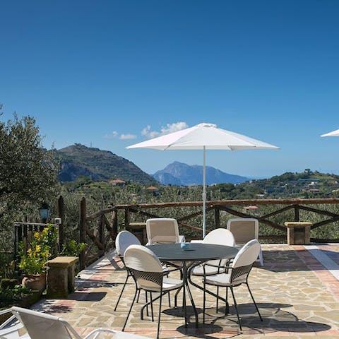 Enjoy idyllic mountain views from the terrace 