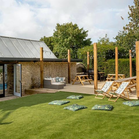 Gather for celebratory drinks and barbecue meals in the garden
