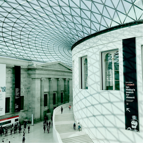 Discover two million years of human history and culture at the British Museum, reach in just over fifteen minutes by foot