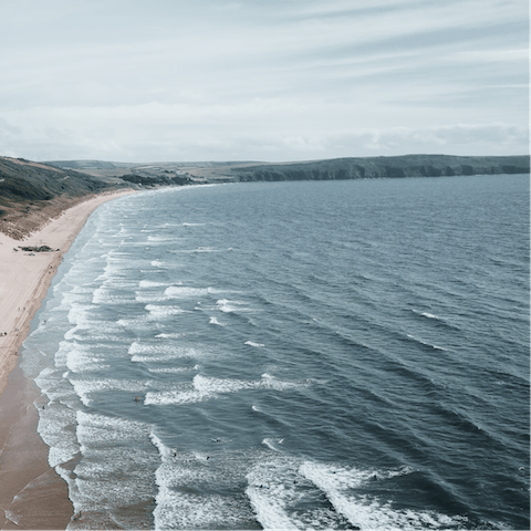 Enjoy long walks along Blackpool Sands, reached in ten minutes by car