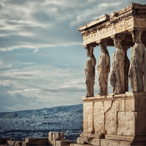 Admire the Acropolis of Athens, just an eight-minute walk from your apartment