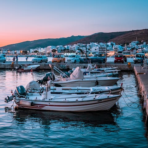 Visit the port and main town of Tinos, only ten kilometres away