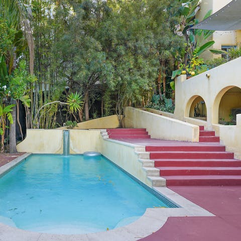 Take a refreshing dip in the private swimming pool