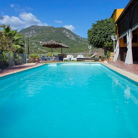 Make a splash in the swimming pool and admire the mountain views