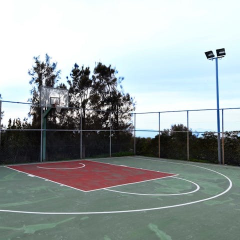 Get competitive at the on-site basketball court