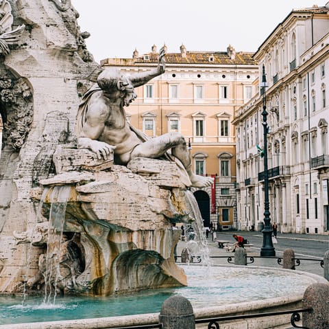 Admire the fountains of Piazza Navona, a ten-minute walk away