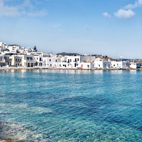 Visit the picturesque fishing village of Naousa, on the island's north coast