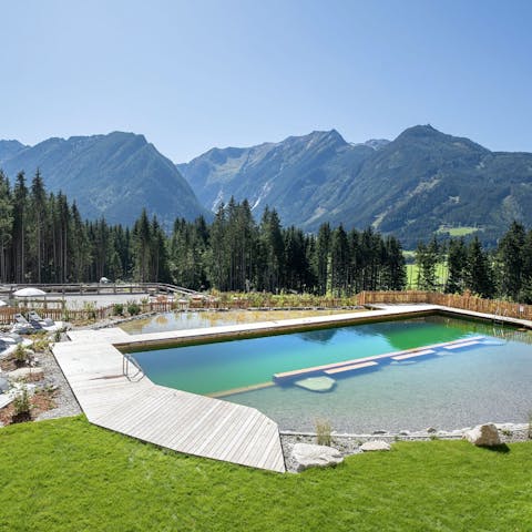 Enjoy a refreshing dip in the natural swimming pond