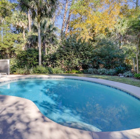 Cool off in the curved swimming pool