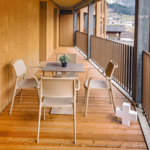 Take in the partial mountain views from the terrace