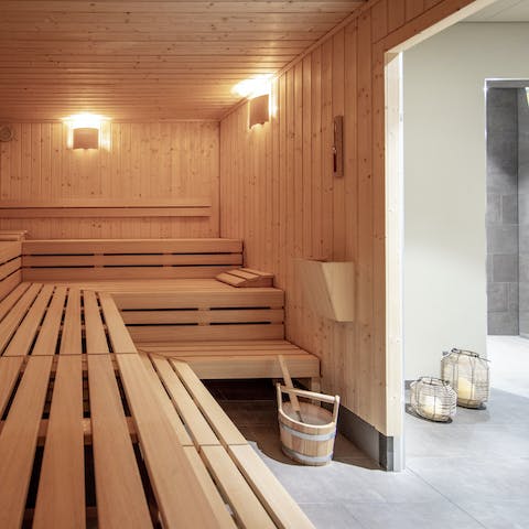 Enjoy a moment of pure peace in the resort’s shared sauna