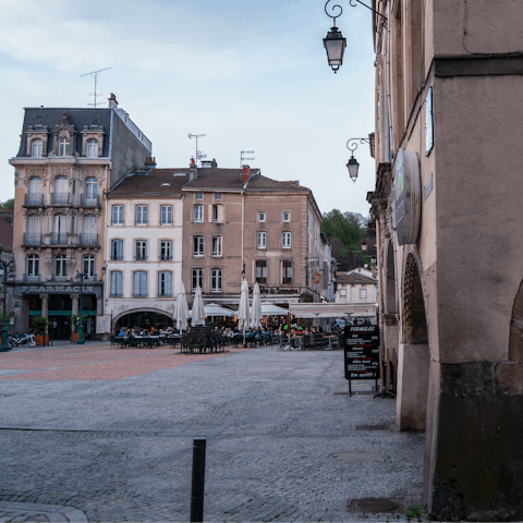 Explore the old town centre of Épinal – just a short drive away
