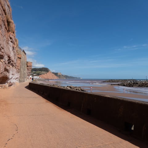 Visit Sidmouth's beach and Jurassic coastline, a thirty-minute drive away