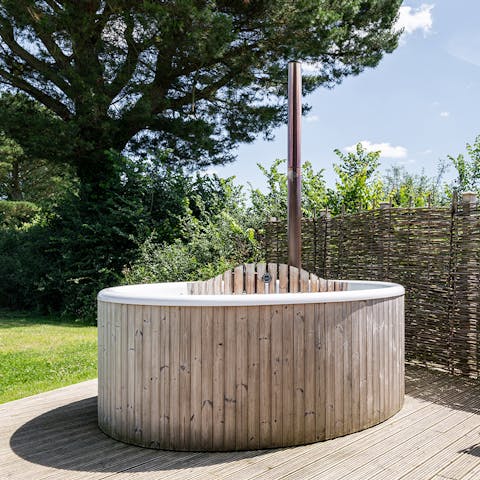 Simmer down with a soothing soak in the wood-fired hot tub