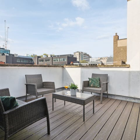 Relax and unwind with drinks on the private roof terrace