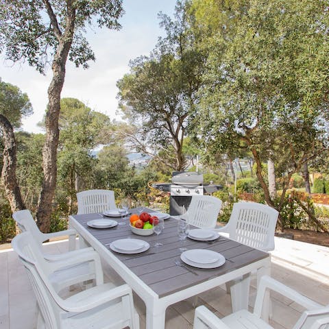 Dine outside on the terrace and enjoy the countryside view
