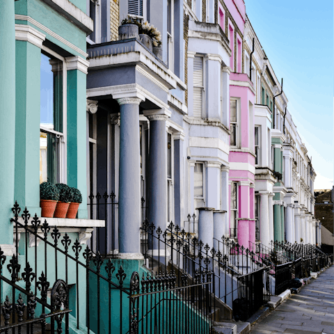 Stroll around Notting Hill and Portobello Road, fifteen minutes away