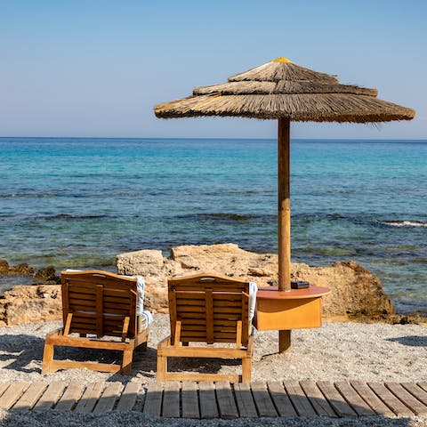Walk 150 metres to the closest beach on Rhodes' south coast