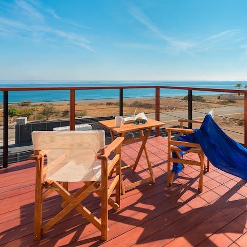 Sit up on the first floor balcony and enjoy a panoramic sea view