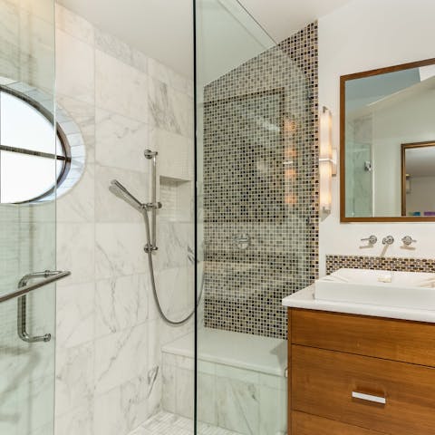 Enjoy the spa-style marble bathrooms