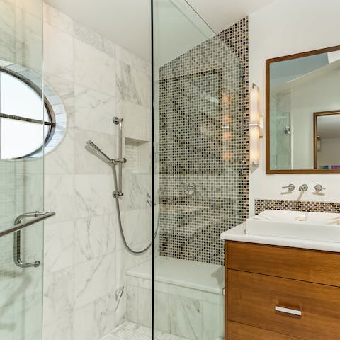 Enjoy the spa-style marble bathrooms