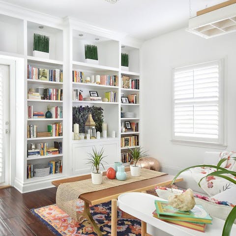 Curl up with a book in the peaceful, light-filled library