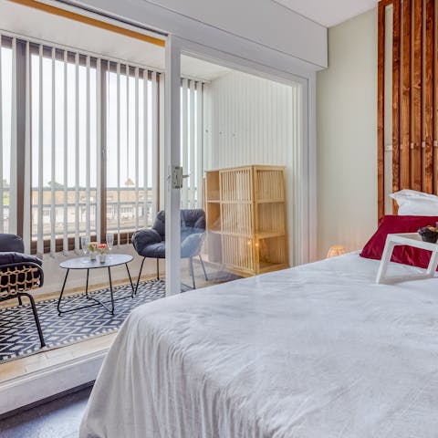 Wake up to breakfast with a view in the comfortable bedroom