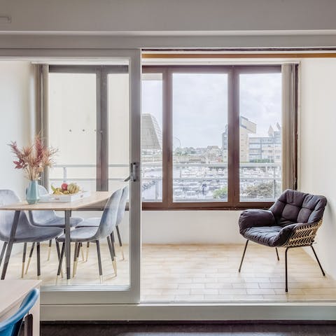 Enjoy a celebratory meal in the sleek loggia dining area