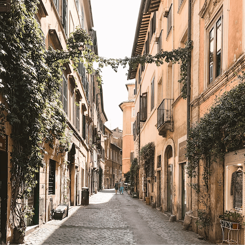 Go out and explore your bohemian Trastevere neighbourhood in Rome