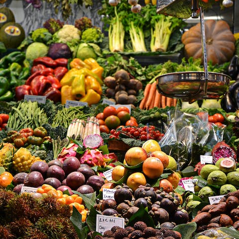 Buy local produce for a picnic at Boqueria Market – it's a twenty-three-minute walk