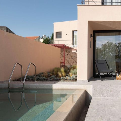 Step into the little private swimming pool in the heat of the day
