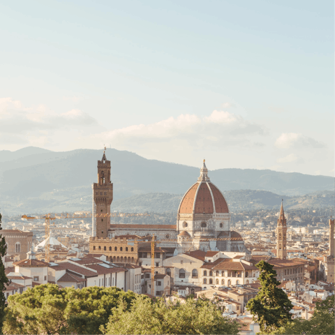 Explore beautiful Florence, including the nearby Uffizi Gallery and the Duomo