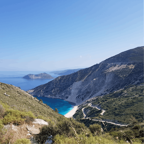 Explore the island by car – Myrtos Beach is only twenty-five minutes away
