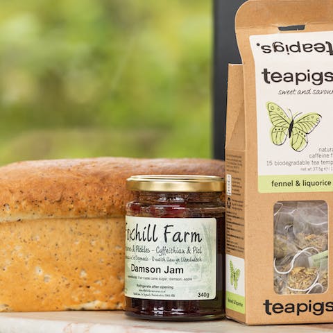 Tuck into your welcome hamper, filled with eco-friendly and locally made products