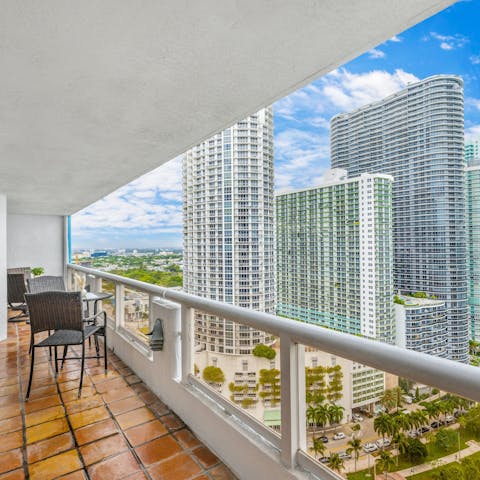 Soak up views of Miami Beach from the shared terrace