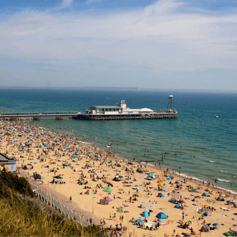 Sprawl out on Bournemouth Beach, a ten-minute walk away