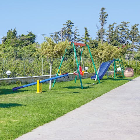 Let little ones run wild in the private outdoor playground area