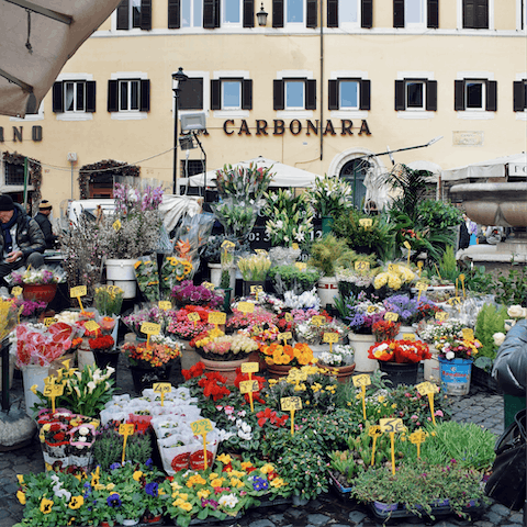 Stroll to the Campo de' Fiori farmer's market, easily reached on foot