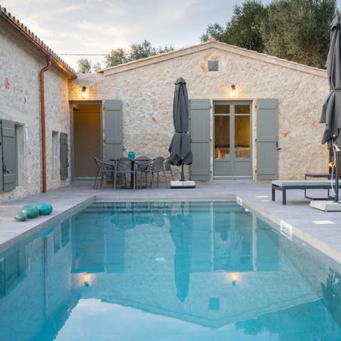 Cool off from the Kefalonian heat with a swim in the private pool