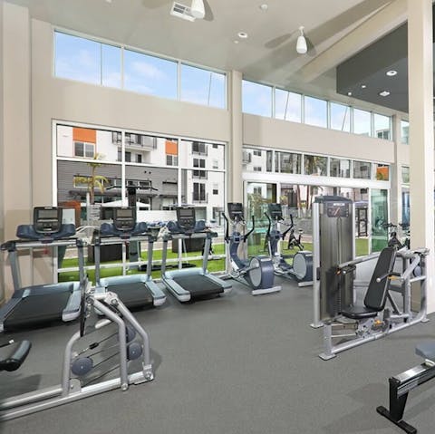 Get the endorphins flowing with a workout session in the shared gym