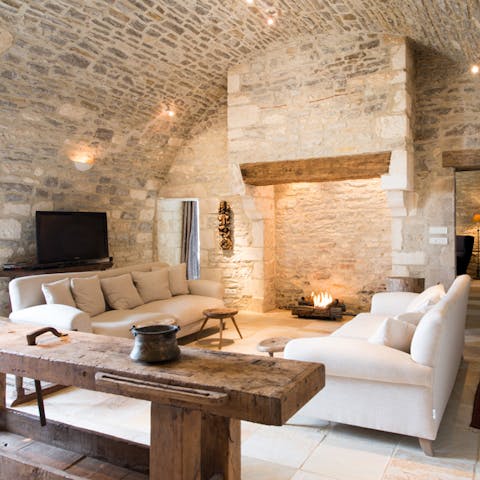 Relax in medieval-style, vaulted suites