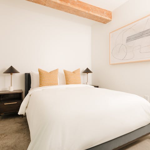 Enjoy a blissful night's sleep in the modern and minimal bedrooms