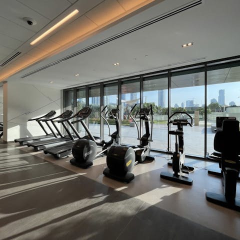 Head to the building's state-of-the-art gym for a morning workout