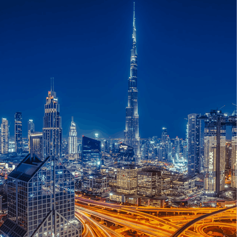 Stay in the heart of downtown Dubai, just a few blocks from the Burj Khalifa