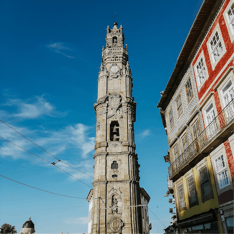 Stay in downtown Porto, not far on foot from the Clérigos Tower