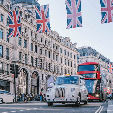 Treat yourself to some retail therapy along Oxford Street, an eight-minute walk away