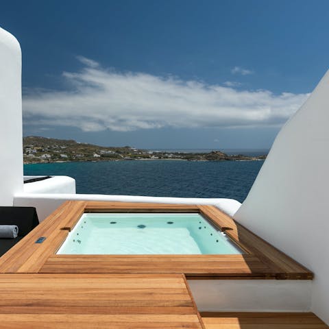 Sit back and relax in the stunning hot tub