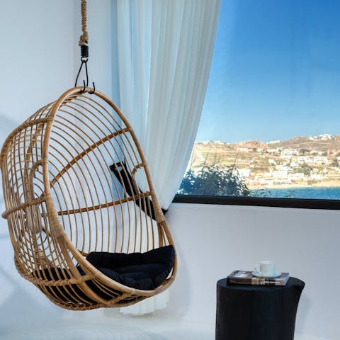 Curl up with a good book in the egg-shaped hanging chair