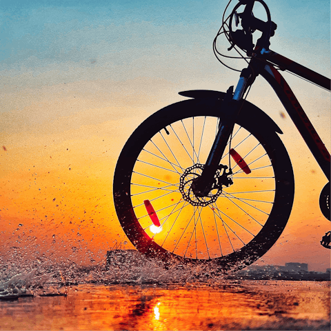 Take in a sunset with a family bike ride along the coastline